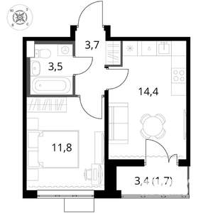 1-к квартира, вторичка, 35м2, 16/17 этаж
