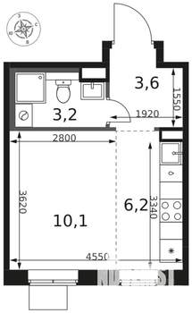 Студия квартира, вторичка, 23м2, 10/17 этаж