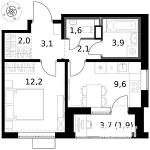 1-к квартира, вторичка, 36м2, 13/17 этаж