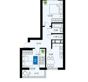 2-к квартира, вторичка, 48м2, 5/20 этаж