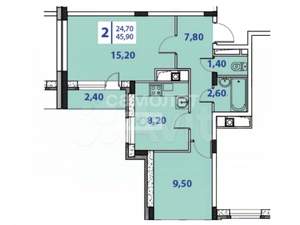 2-к квартира, вторичка, 45м2, 3/4 этаж