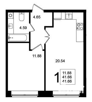 1-к квартира, вторичка, 42м2, 3/5 этаж