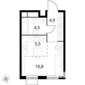 1-к квартира, вторичка, 26м2, 7/8 этаж