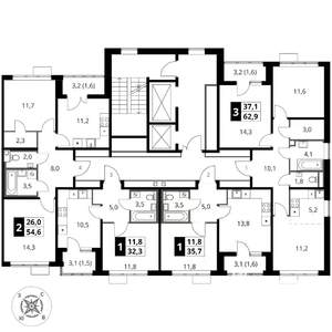 1-к квартира, вторичка, 36м2, 11/16 этаж