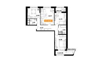 3-к квартира, строящийся дом, 82м2, 5/7 этаж