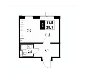 1-к квартира, вторичка, 28м2, 14/16 этаж