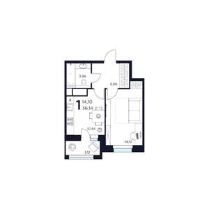 1-к квартира, строящийся дом, 36м2, 9/15 этаж