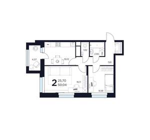 2-к квартира, вторичка, 50м2, 3/15 этаж