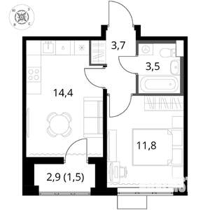 1-к квартира, вторичка, 35м2, 16/17 этаж