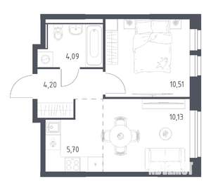 1-к квартира, вторичка, 35м2, 4/17 этаж