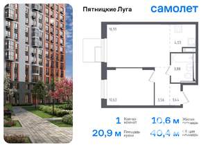 1-к квартира, вторичка, 40м2, 2/12 этаж