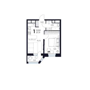 1-к квартира, вторичка, 37м2, 4/17 этаж