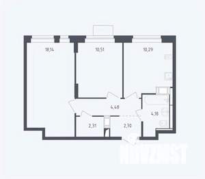 2-к квартира, сданный дом, 53м2, 5/12 этаж
