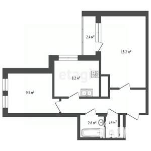 2-к квартира, вторичка, 45м2, 4/4 этаж