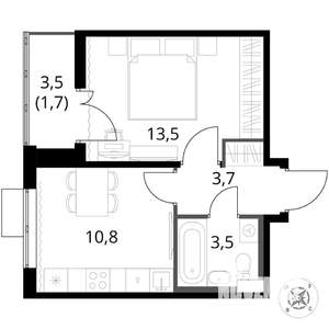 1-к квартира, вторичка, 33м2, 13/17 этаж