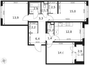 3-к квартира, вторичка, 79м2, 2/8 этаж