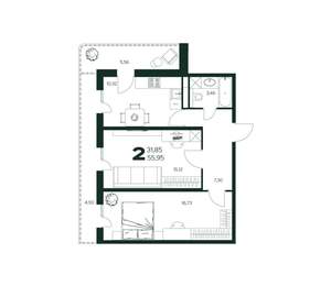 2-к квартира, вторичка, 56м2, 10/9 этаж