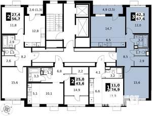 3-к квартира, вторичка, 68м2, 3/17 этаж