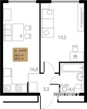 1-к квартира, вторичка, 39м2, 13/28 этаж