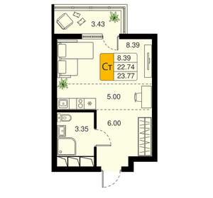 Студия квартира, вторичка, 23м2, 5/20 этаж