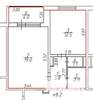 1-к квартира, вторичка, 39м2, 1/17 этаж
