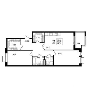 2-к квартира, вторичка, 86м2, 2/5 этаж