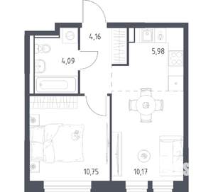 1-к квартира, вторичка, 35м2, 13/17 этаж