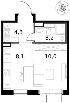1-к квартира, вторичка, 26м2, 11/17 этаж