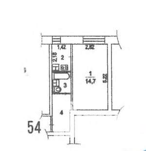 1-к квартира, вторичка, 24м2, 2/5 этаж