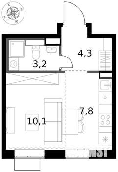 Студия квартира, вторичка, 25м2, 3/17 этаж