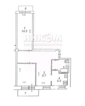 3-к квартира, вторичка, 58м2, 9/9 этаж