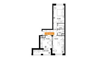 2-к квартира, вторичка, 58м2, 7/17 этаж