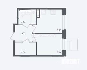 1-к квартира, вторичка, 32м2, 2/12 этаж
