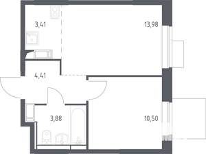 1-к квартира, строящийся дом, 36м2, 9/12 этаж