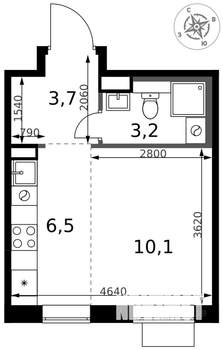 Студия квартира, вторичка, 24м2, 9/17 этаж