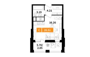 Студия квартира, вторичка, 27м2, 3/22 этаж
