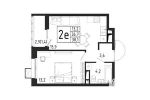 1-к квартира, вторичка, 38м2, 2/11 этаж