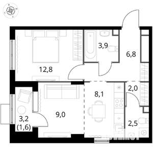 2-к квартира, вторичка, 47м2, 10/17 этаж