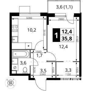 1-к квартира, вторичка, 36м2, 5/17 этаж