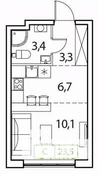 1-к квартира, вторичка, 24м2, 15/18 этаж