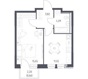 1-к квартира, вторичка, 35м2, 11/17 этаж