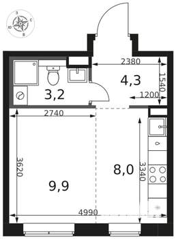 1-к квартира, вторичка, 25м2, 2/8 этаж