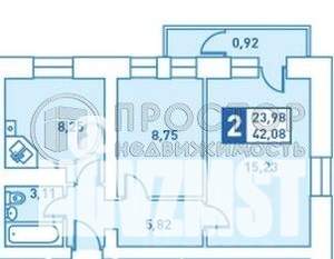 2-к квартира, вторичка, 43м2, 3/4 этаж