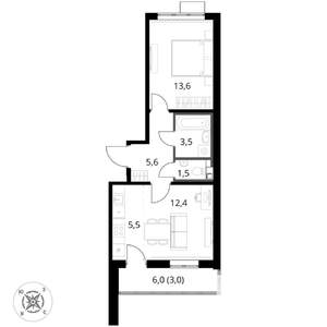 2-к квартира, вторичка, 45м2, 6/16 этаж