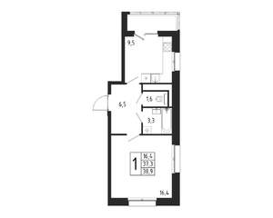 1-к квартира, вторичка, 39м2, 3/12 этаж