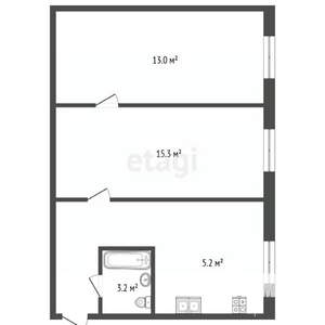 2-к квартира, вторичка, 43м2, 1/5 этаж