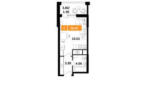 Студия квартира, вторичка, 26м2, 15/17 этаж