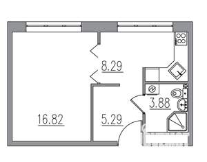 1-к квартира, вторичка, 34м2, 2/8 этаж