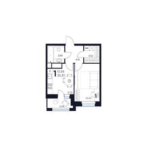 1-к квартира, вторичка, 35м2, 11/15 этаж
