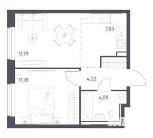 1-к квартира, вторичка, 39м2, 11/17 этаж